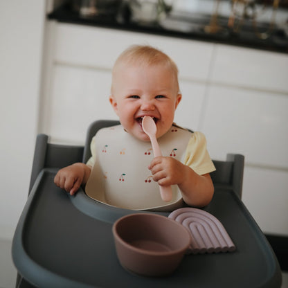 Mushie Silicone Feeding Spoon - Blush / Shifting Sand