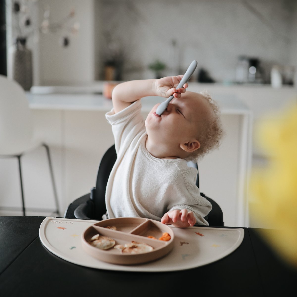 Mushie Silicone Feeding Spoon - Stone / Cloudy Mauve