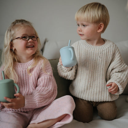 Mushie Silicone Training Cup + Straw - Blush