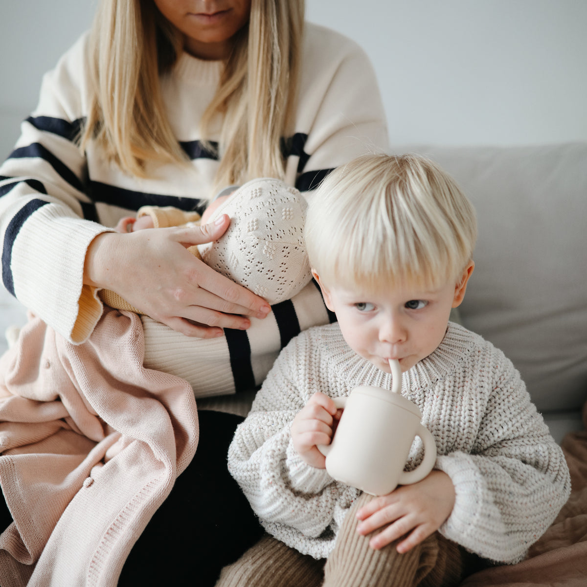 Mushie Silicone Training Cup + Straw - Shifting Sand