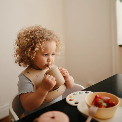 Mushie Silicone Training Cup + Straw - Natural