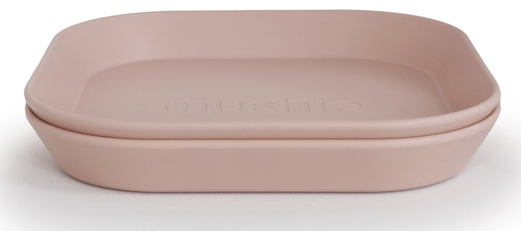 Mushie Square Dinnerware Plates, Set of 2 - Blush