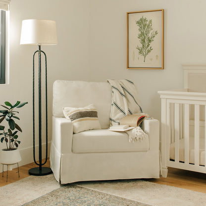 Namesake Crawford Pillowback Chair and a Half, Comfort Swivel Glider - Performance Cream Eco-Weave