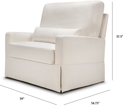 Namesake Crawford Pillowback Chair and a Half, Comfort Swivel Glider - Performance Cream Eco-Weave