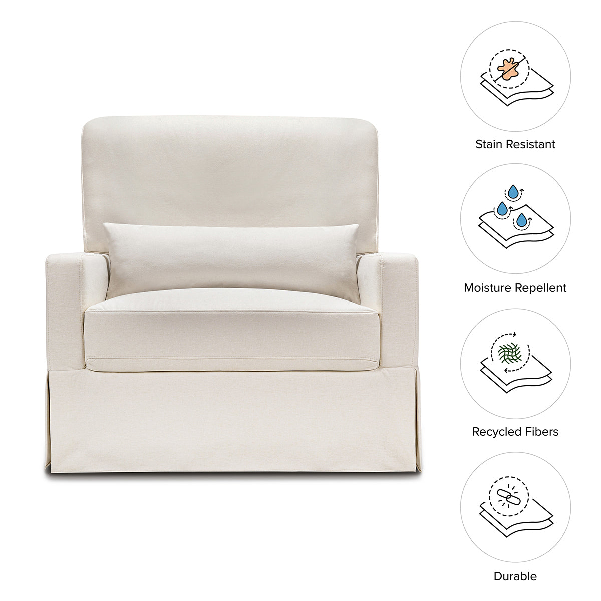 Namesake Crawford Pillowback Chair and a Half, Comfort Swivel Glider - Performance Cream Eco-Weave