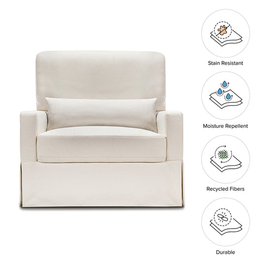 Namesake Crawford Pillowback Chair and a Half, Comfort Swivel Glider - Performance Cream Eco-Weave