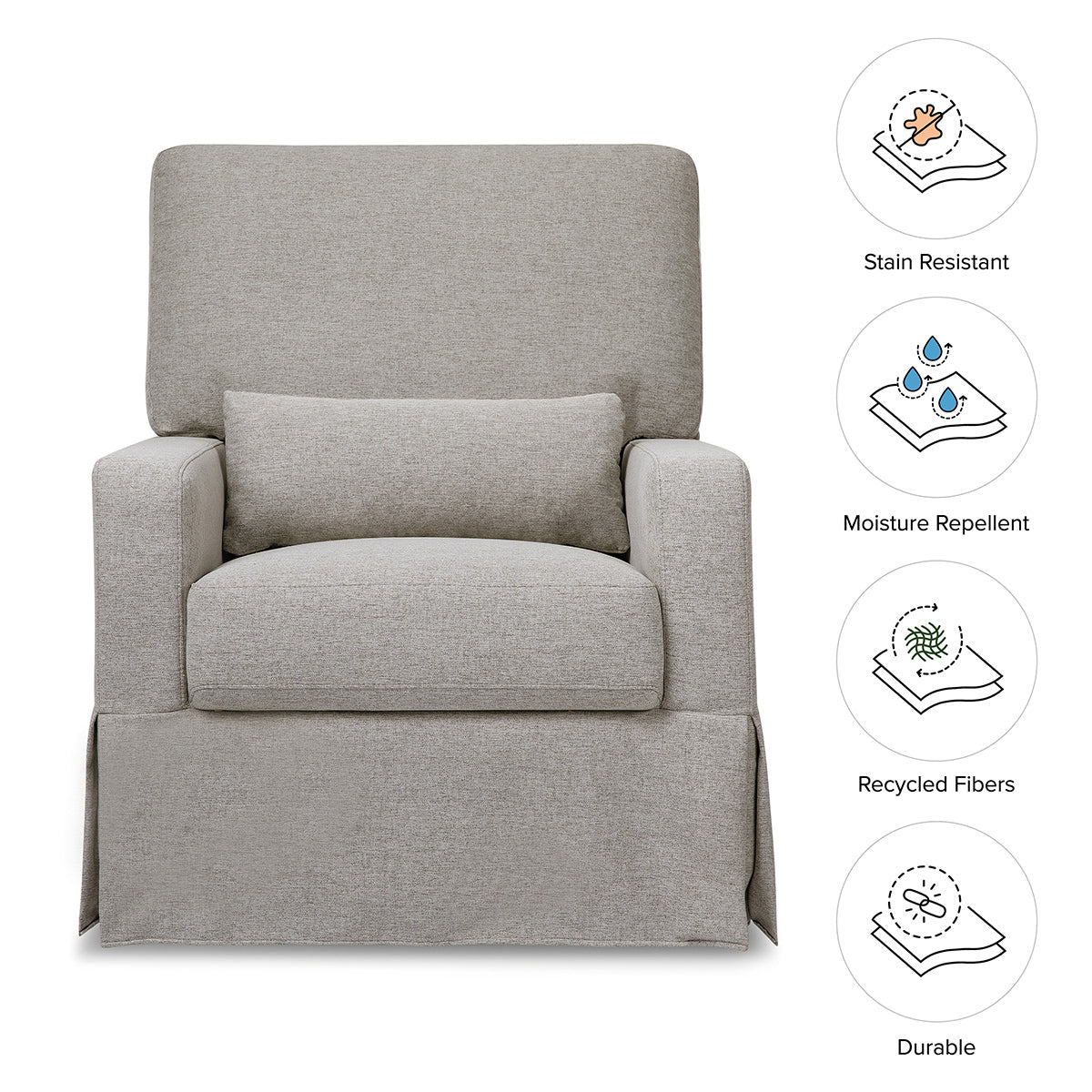 Namesake Crawford Pillowback Comfort Swivel Glider - Performance Grey Eco-Weave