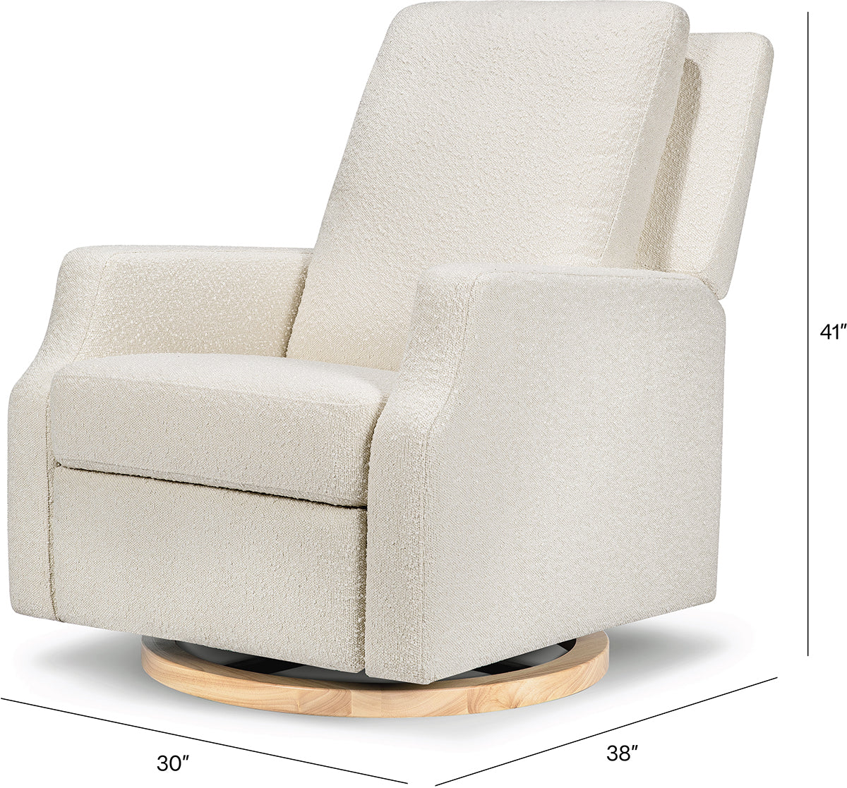 Namesake Crewe Swivel Glider Recliner - Ivory Boucle w/Light Wood Base