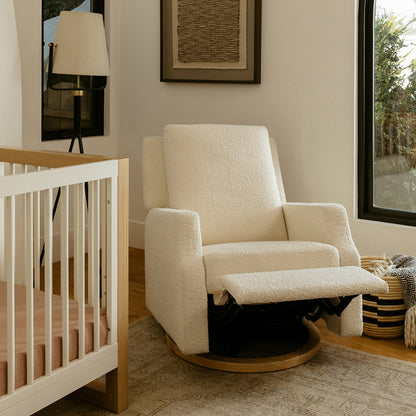 Namesake Crewe Swivel Glider Recliner - Ivory Boucle w/Light Wood Base