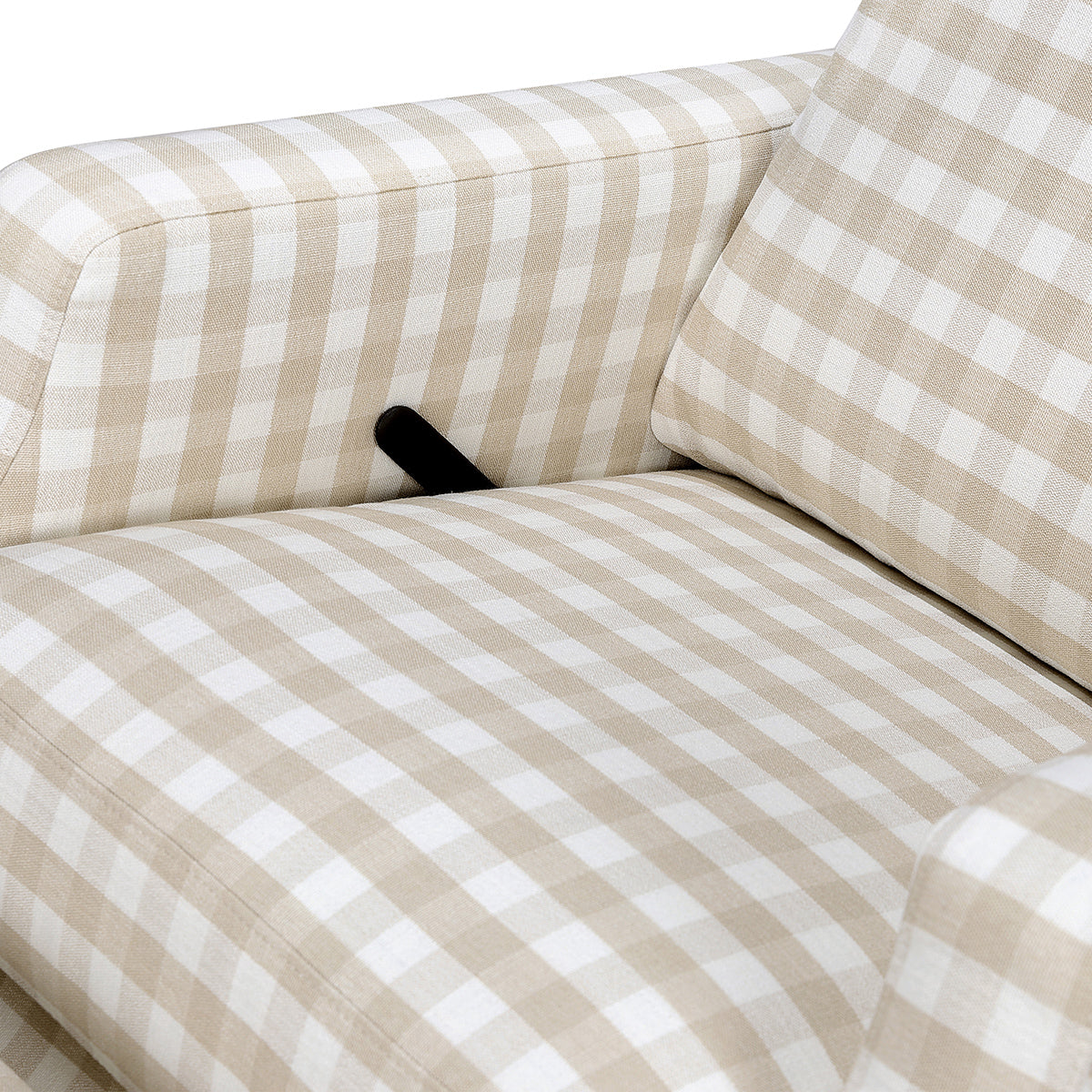 Namesake Crewe Swivel Glider Recliner - Tan Gingham w/Light Wood Base