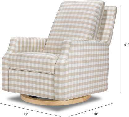 Namesake Crewe Swivel Glider Recliner - Tan Gingham w/Light Wood Base