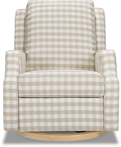 Namesake Crewe Swivel Glider Recliner - Tan Gingham w/Light Wood Base