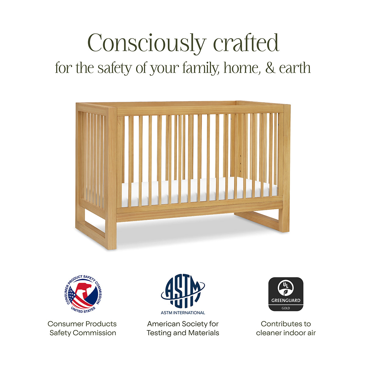 Namesake Nantucket 3-in-1 Convertible Crib w/Toddler Bed Conversion Kit - Honey