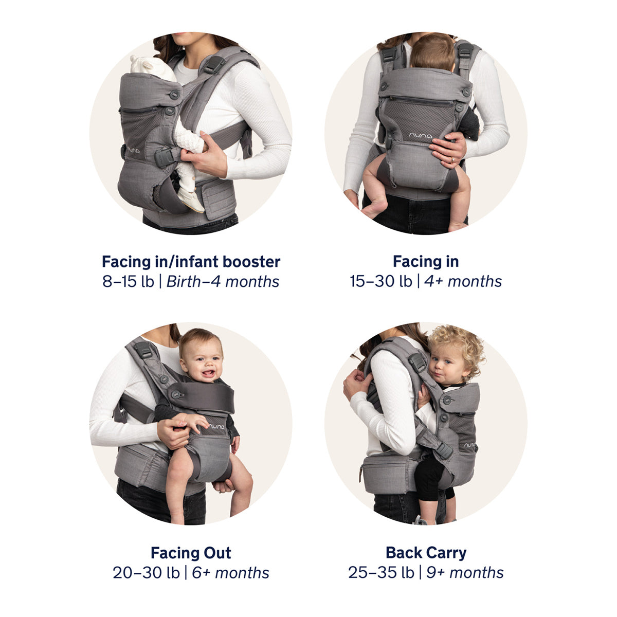 Nuna CUDL 4 in 1 Baby Carrier - Softened Shadow