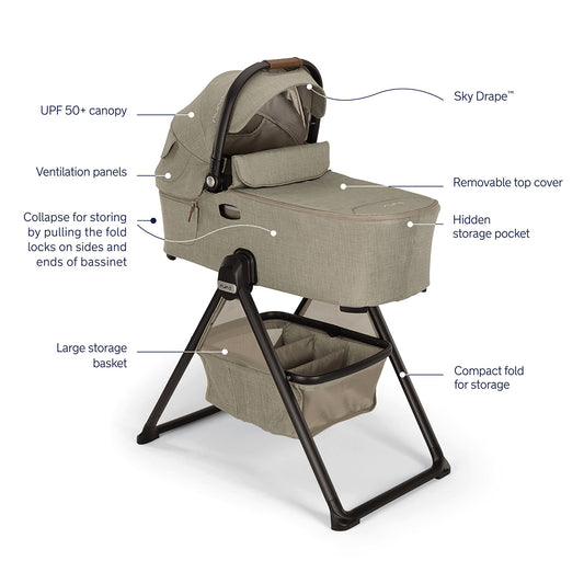 Nuna DEMI Next Bassinet + Stand - Hazelwood