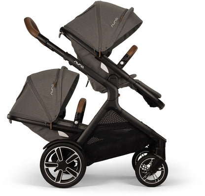 Nuna DEMI Next Twin Double Stroller with Rider Board + PIPA RX Travel System Bundle - Granite