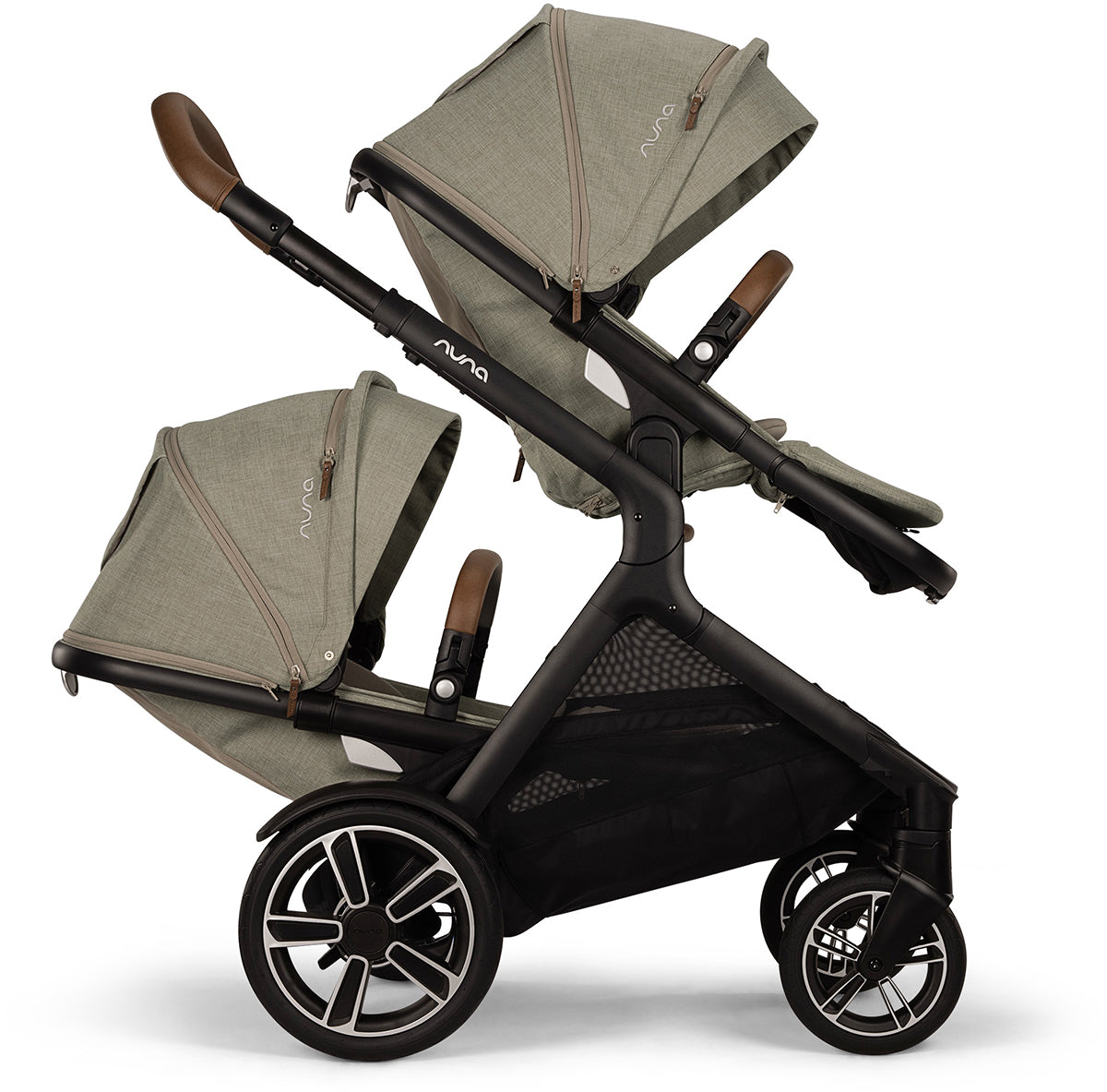 Nuna DEMI Next Double Stroller with Rider Board + PIPA RX Travel System Bundle - Hazelwood