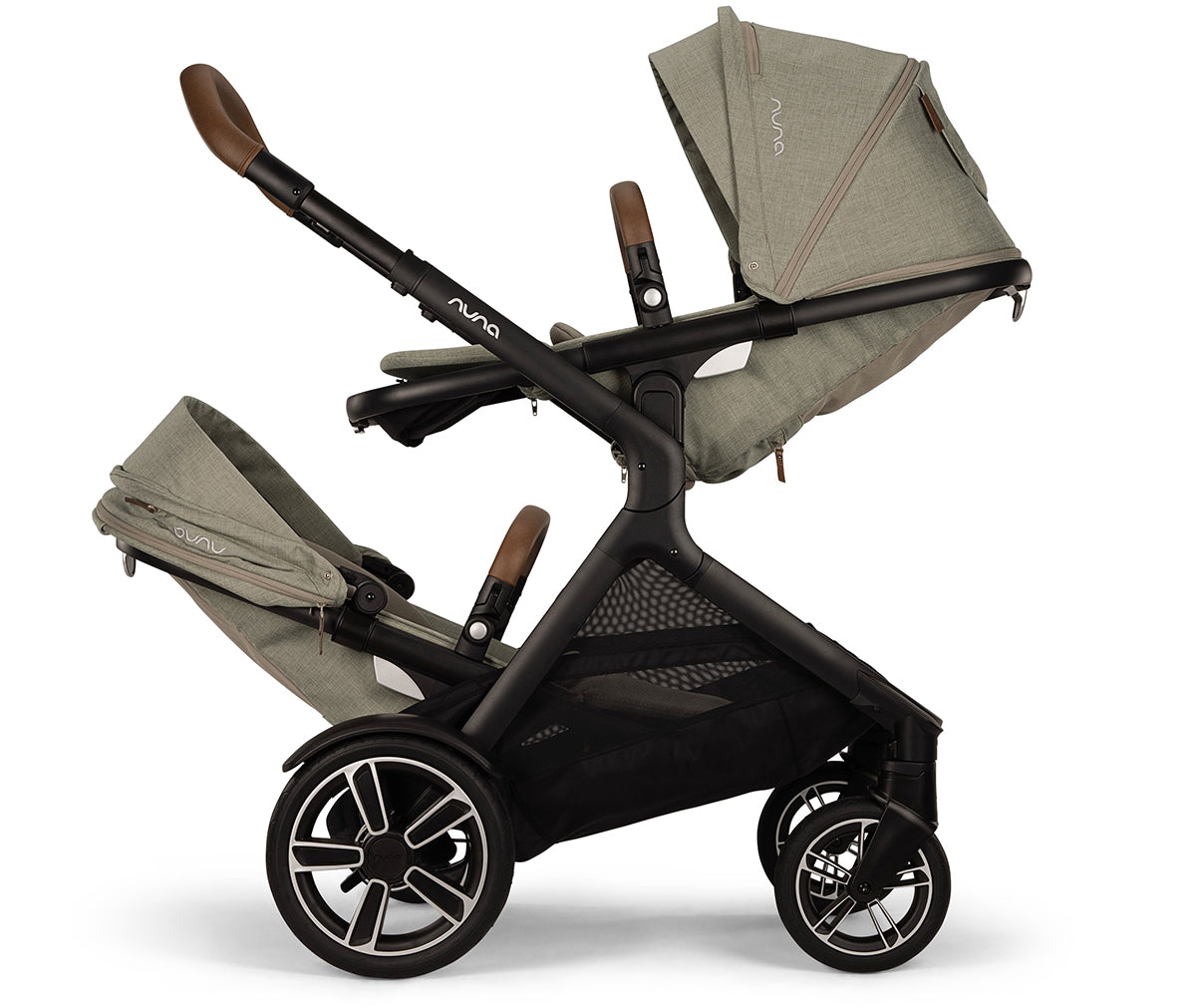 Nuna DEMI Next Double Stroller with Rider Board + PIPA RX Travel System Bundle - Hazelwood