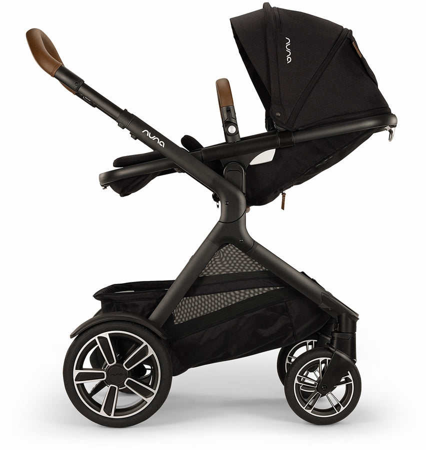 Nuna DEMI Next Double Stroller with Rider Board + PIPA Aire RX Travel System Bundle - Caviar