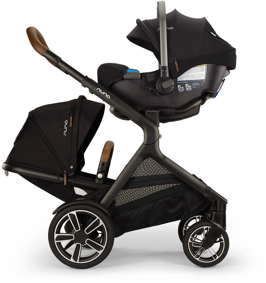 Nuna DEMI Next Double Stroller with Rider Board + PIPA RX Travel System Bundle - Caviar