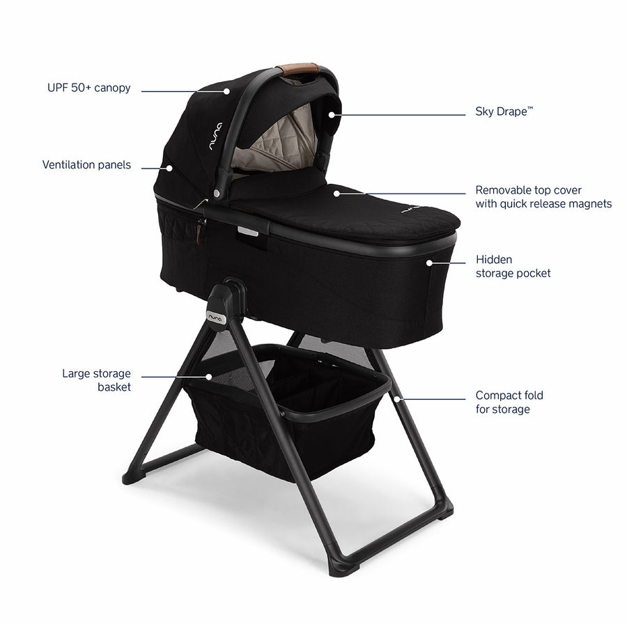 Nuna DEMI Next Stroller with Rider Board + DEMI Grow Bassinet with Stand Bundle - Caviar