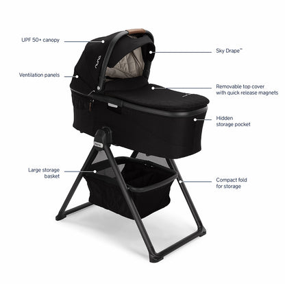 Nuna DEMI Next Stroller with Rider Board + DEMI Grow Bassinet with Stand Bundle - Caviar