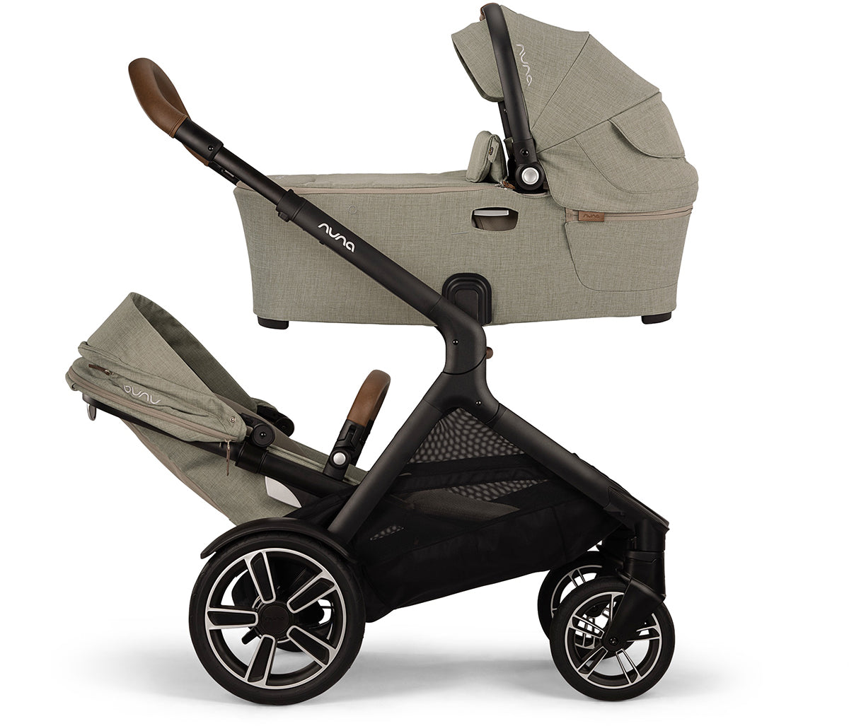 Nuna DEMI Next Stroller with Rider Board + DEMI Next Bassinet with Stand + PIPA RX Travel System Bundle - Hazelwood