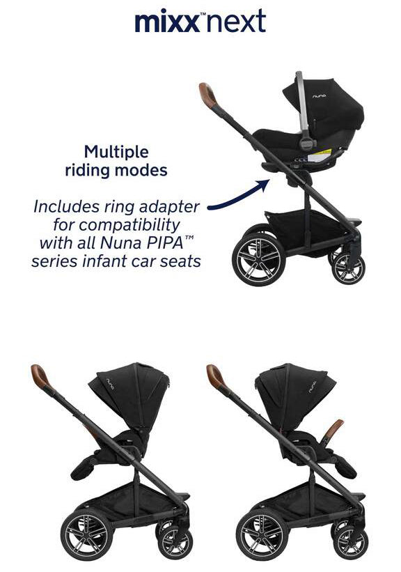 Nuna MIXX Next with Magnetic Buckle + PIPA Aire RX Travel System Bundle - Caviar