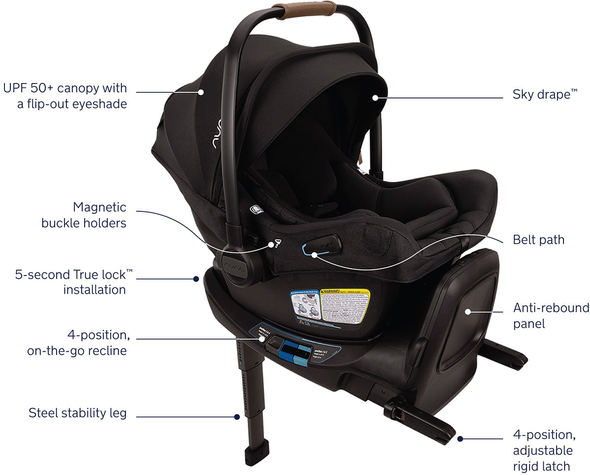 Nuna MIXX Next with Magnetic Buckle + PIPA Aire RX Travel System Bundle - Caviar