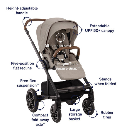 Nuna MIXX Next Stroller with Magnetic Buckle - Camel