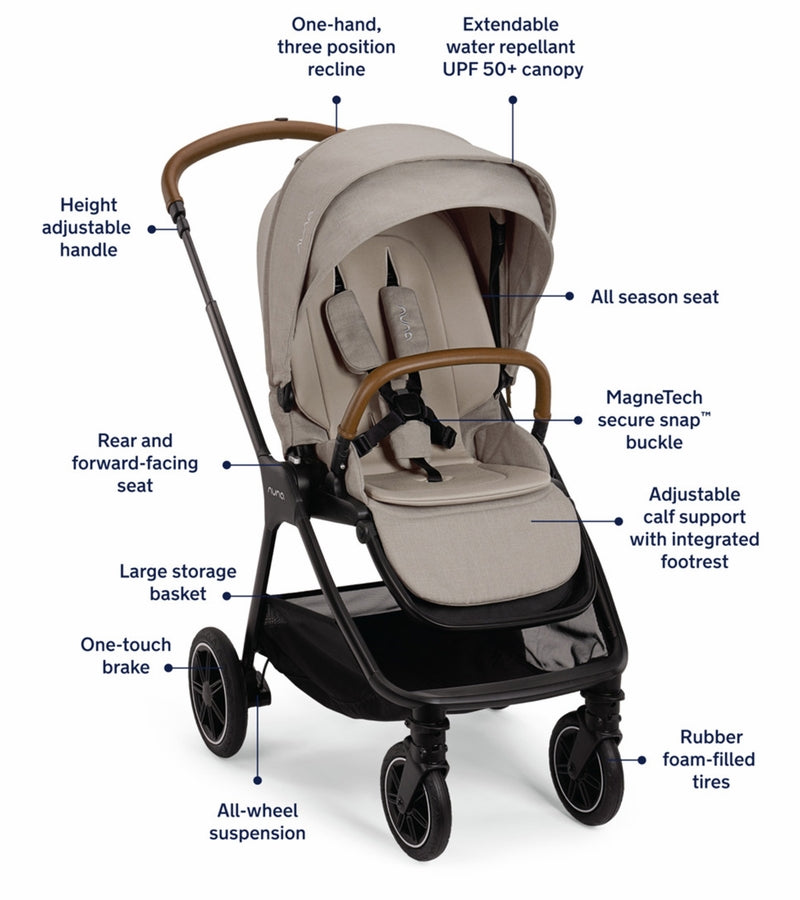 Nuna TRIV Next Stroller + LYTL Bassinet + Stand Bundle - Hazelwood / Caviar