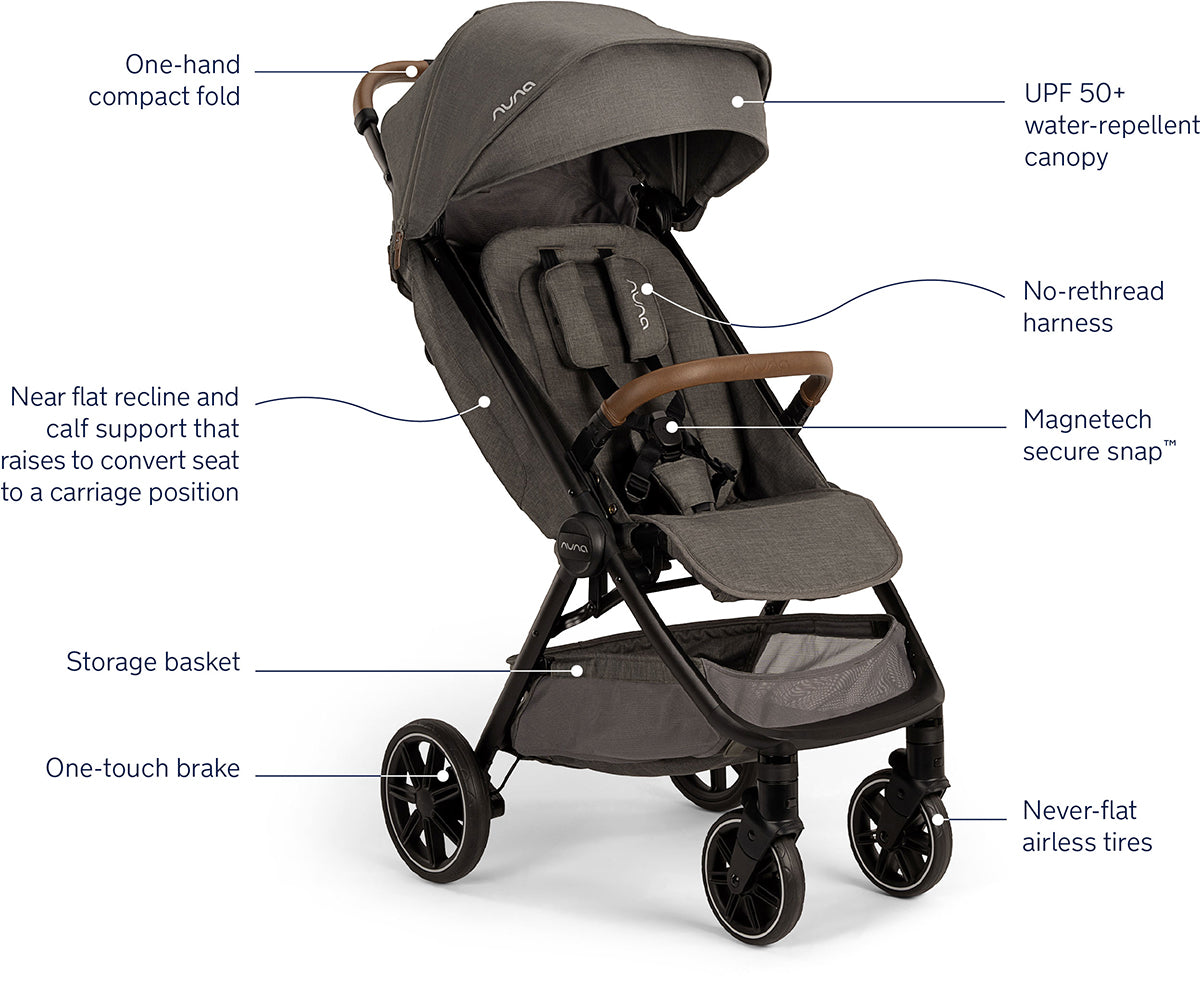 Nuna TRVL LX Self-Folding Compact Stroller - Granite