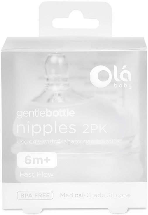 Olababy Gentle Bottle Fast Flow Nipples 6M+ - 2 Pack