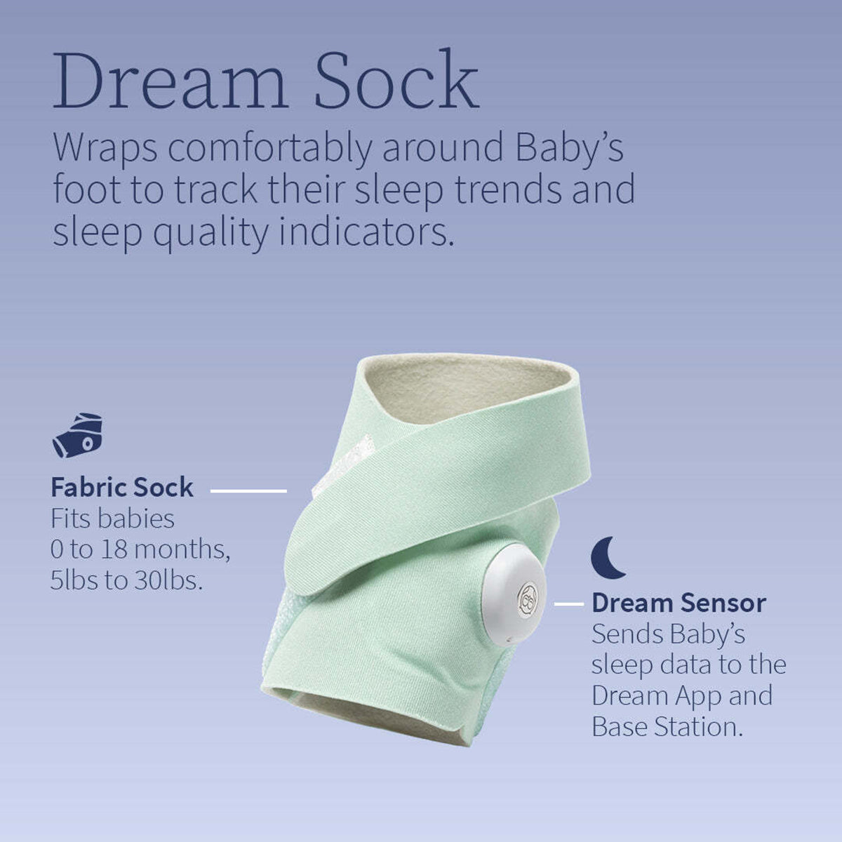 Owlet Dream Sock Smart Baby Monitor - Bedtime Blue