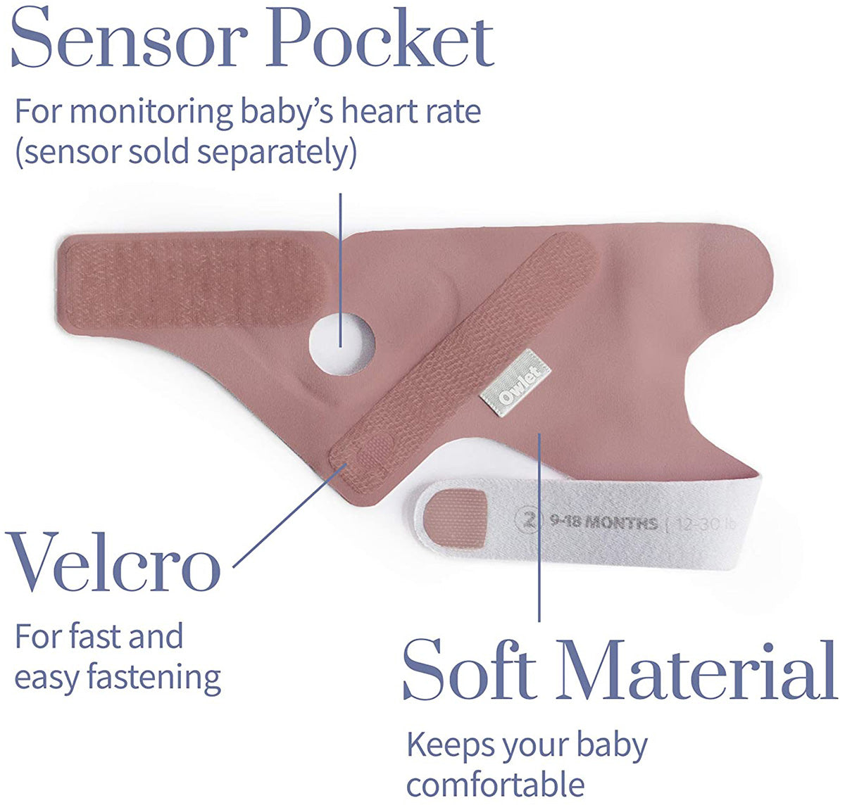 Owlet Fabric Accessory Sock Set for Smart Sock 3 - Dusty Rose