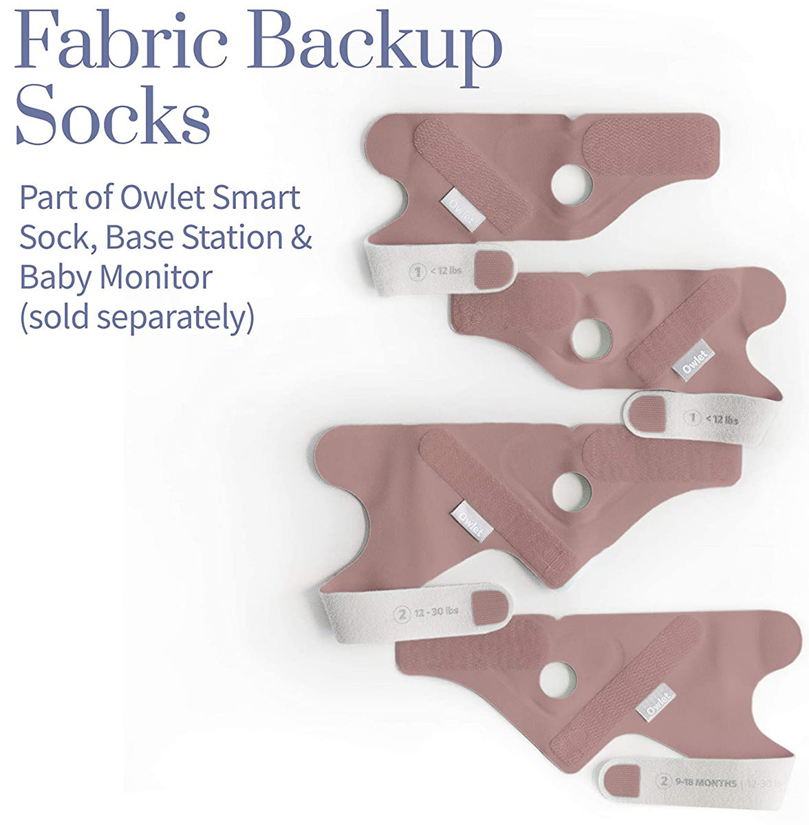 Owlet Fabric Accessory Sock Set for Smart Sock 3 - Dusty Rose