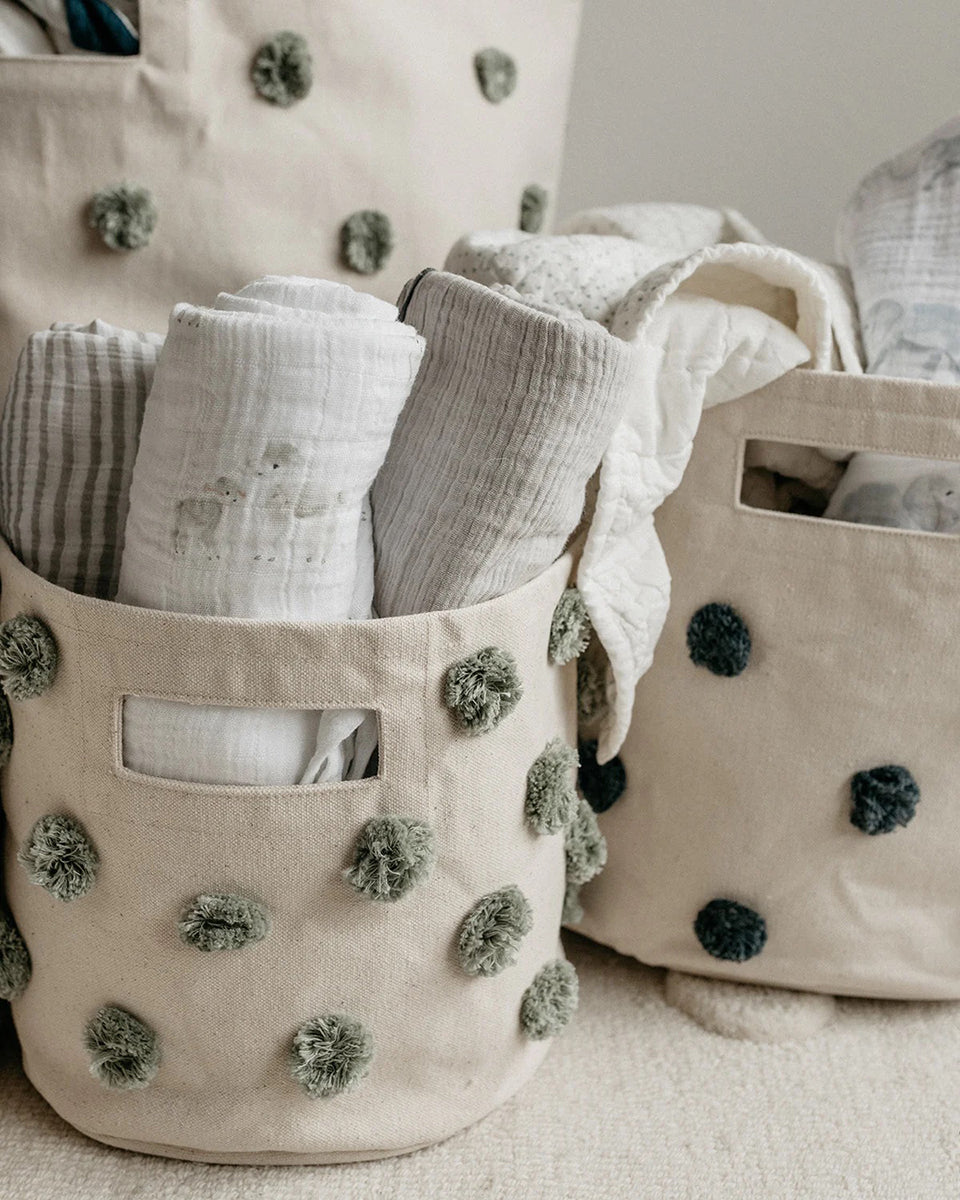 Petit Pehr Pom Pom Basket - Pint - Sage