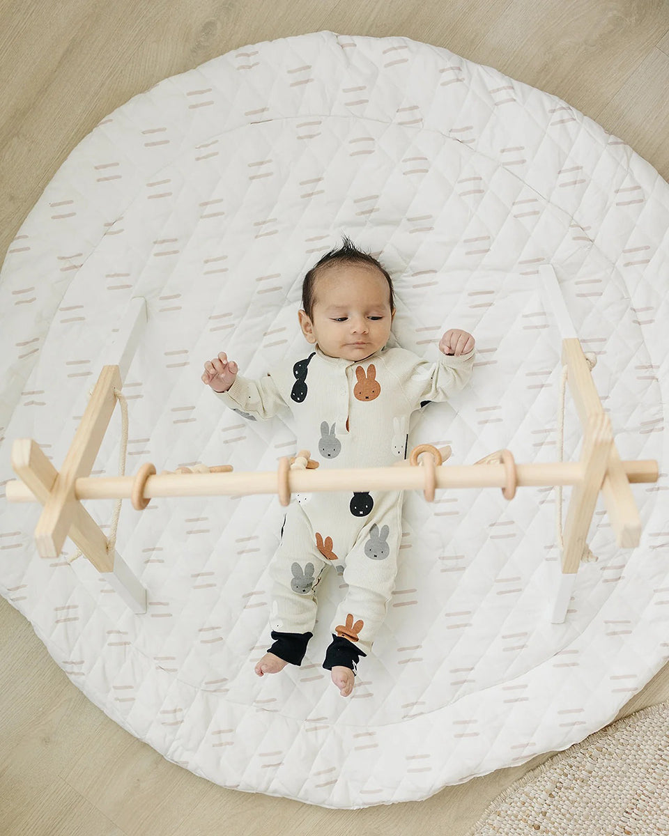 Poppyseed Play Extra Padded Round Play Mat - Neutral Lines