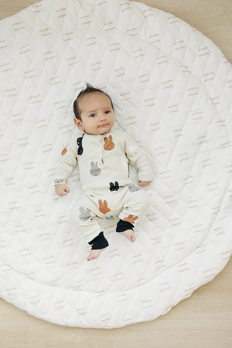 Poppyseed Play Extra Padded Round Play Mat - Neutral Lines