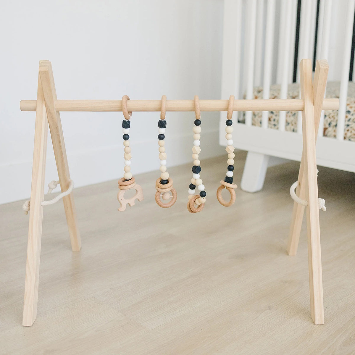 Poppyseed Play Wooden Baby Gym - Natural / Black Toys