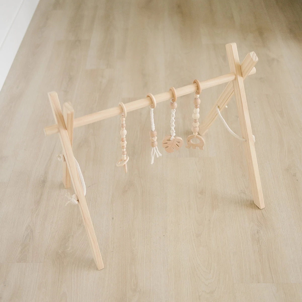 Poppyseed Play Wooden Baby Gym - Natural / Macrame