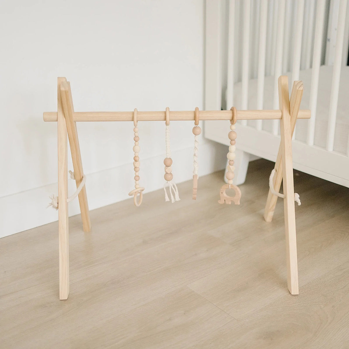 Poppyseed Play Wooden Baby Gym - Natural / Macrame