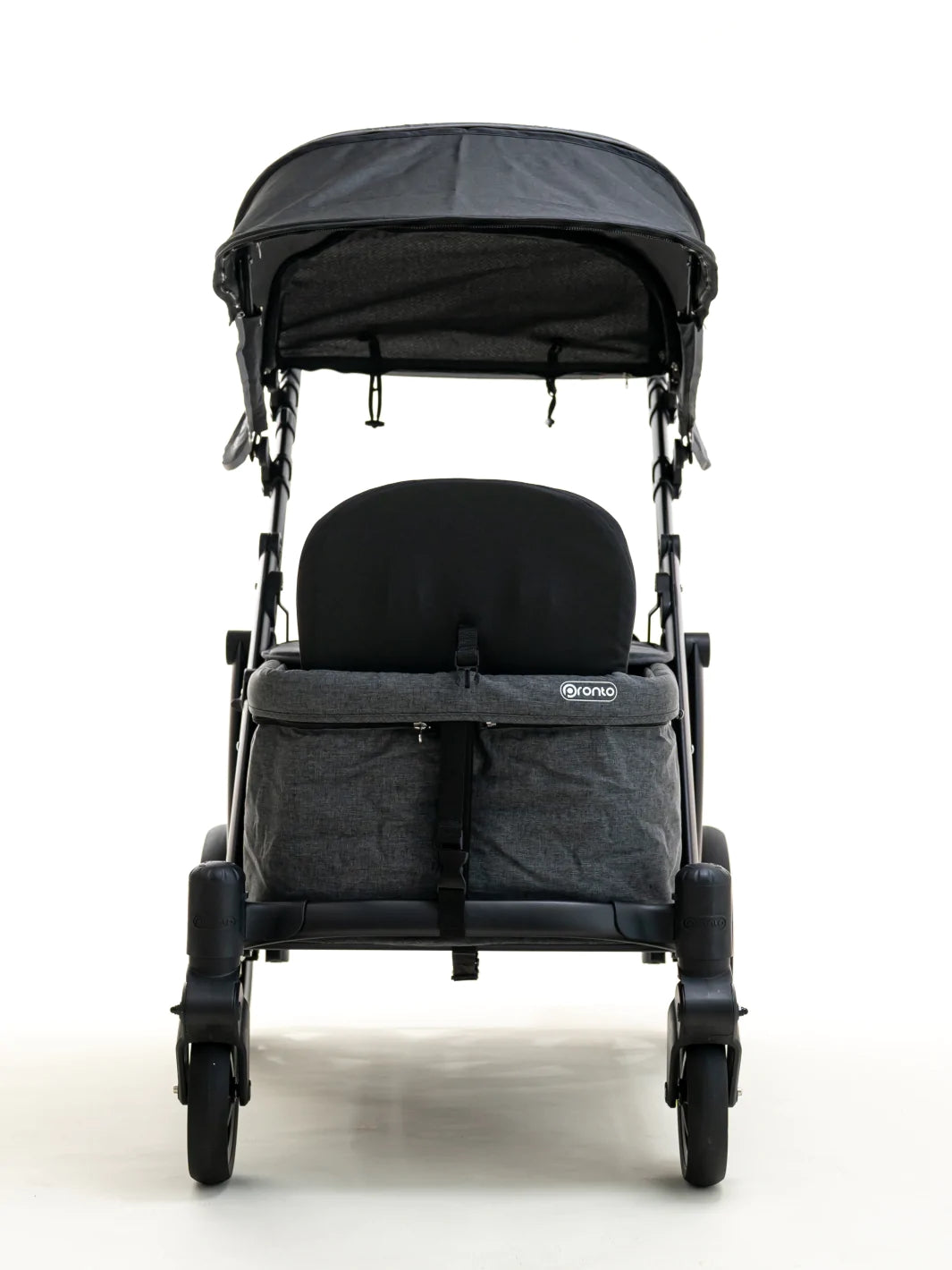 Pronto One (2 Seater) Stroller Wagon - Black Frame / Brown Melange