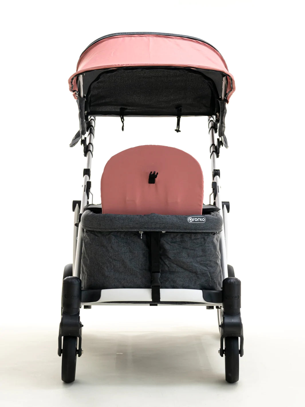 Pronto One (2 Seater) Stroller Wagon - White Frame / Ginger Pink