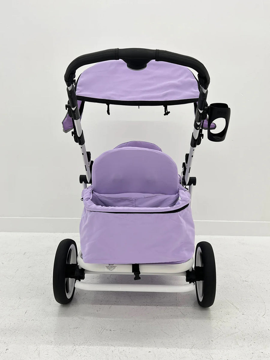 Pronto Squared (2 Seater) Stroller Wagon - White Frame / Soft Lavender