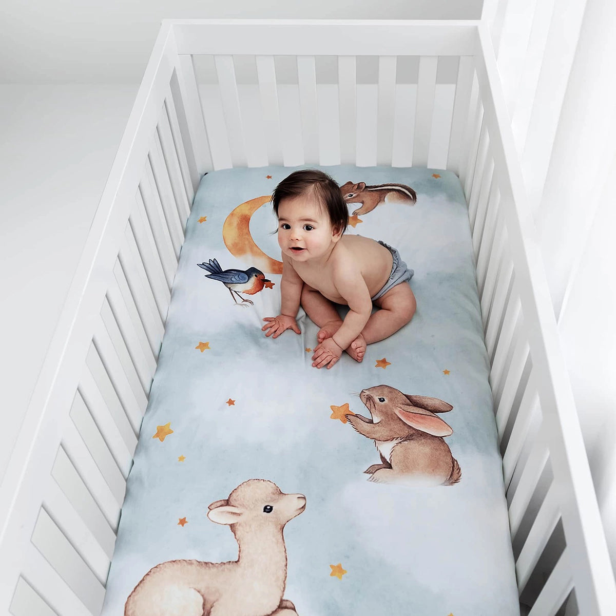 Rookie Humans Cotton Sateen Crib Sheet - Goodnight Wonderland