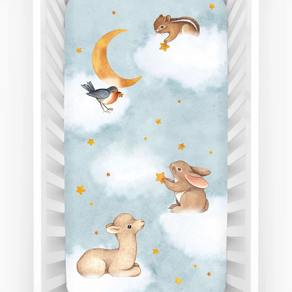 Rookie Humans Cotton Sateen Crib Sheet - Goodnight Wonderland