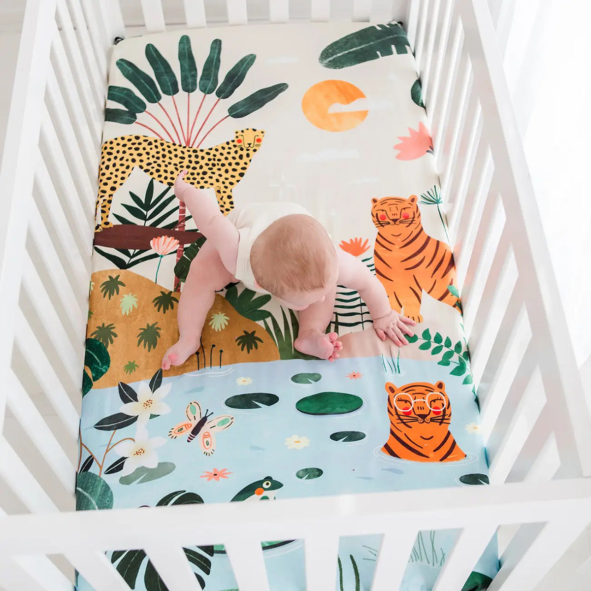 Rookie Humans Cotton Sateen Crib Sheet - In The Jungle