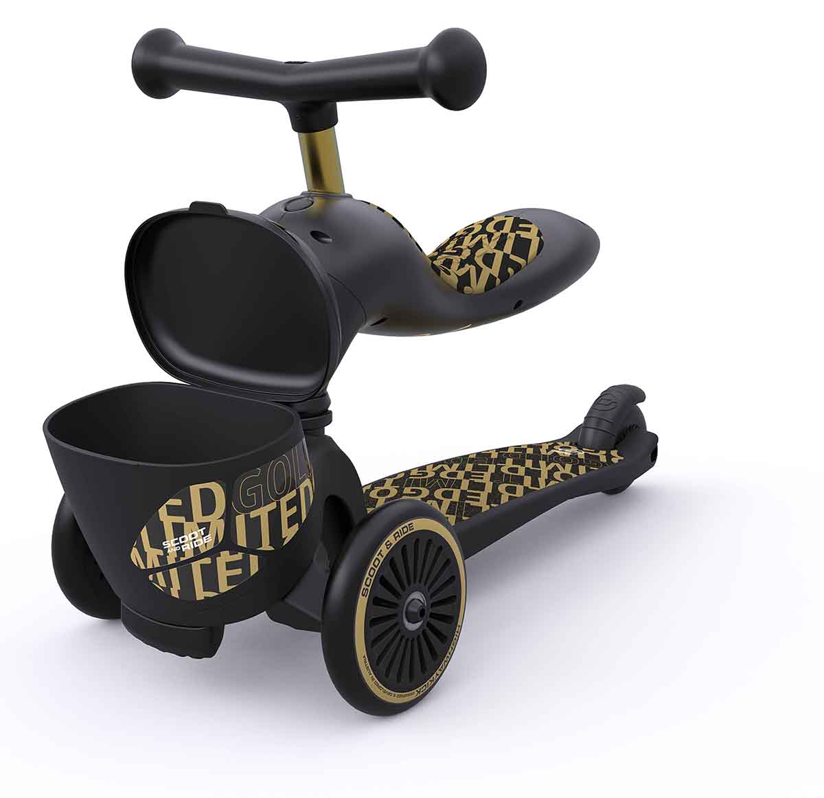 Scoot & Ride Highwaykick 1 Convertible Scooter - Black / Gold Limited Edition