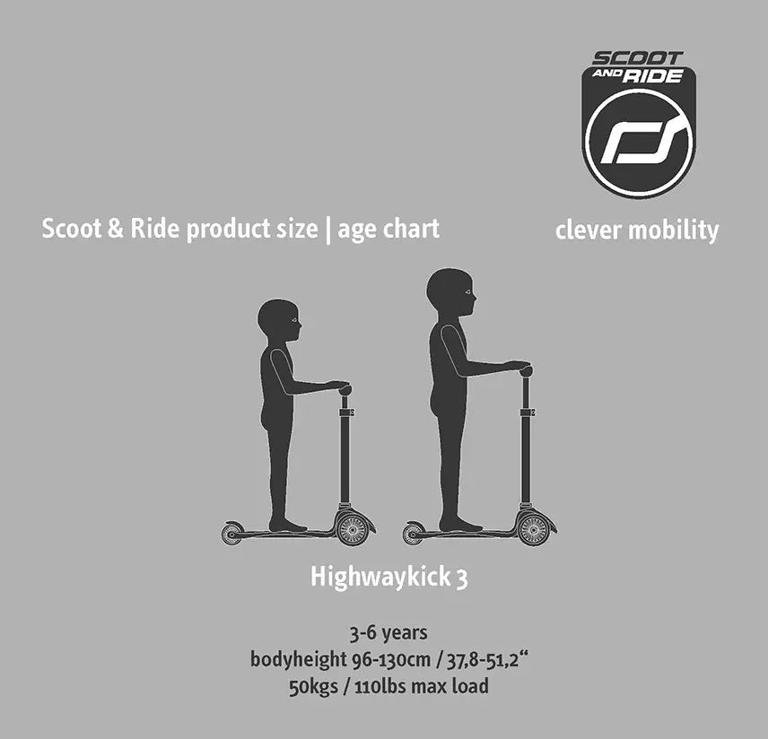 Scoot & Ride HighwayKick3 LED Scooter - Steel